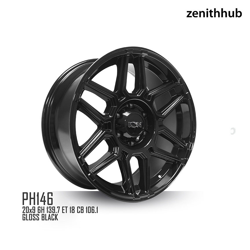 Ion PH146 6H X 9 X 20 X ET 18 X PCD139 Gloss Black Zenith Hub ion-ph146-6h-x-9-x-20-x-et-18-x-pcd139-gloss-black-zenith-hub